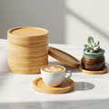 Polished Bamboo Drip Saucers and Drink Coasters, 3.74 in, 20 Pack