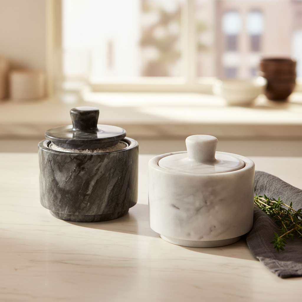RingsTown Marble Salt Cellar, Set of 2
