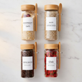 Glass Storage Jars with Bamboo Lids and Spoon, 11.8 oz, 4 Pack