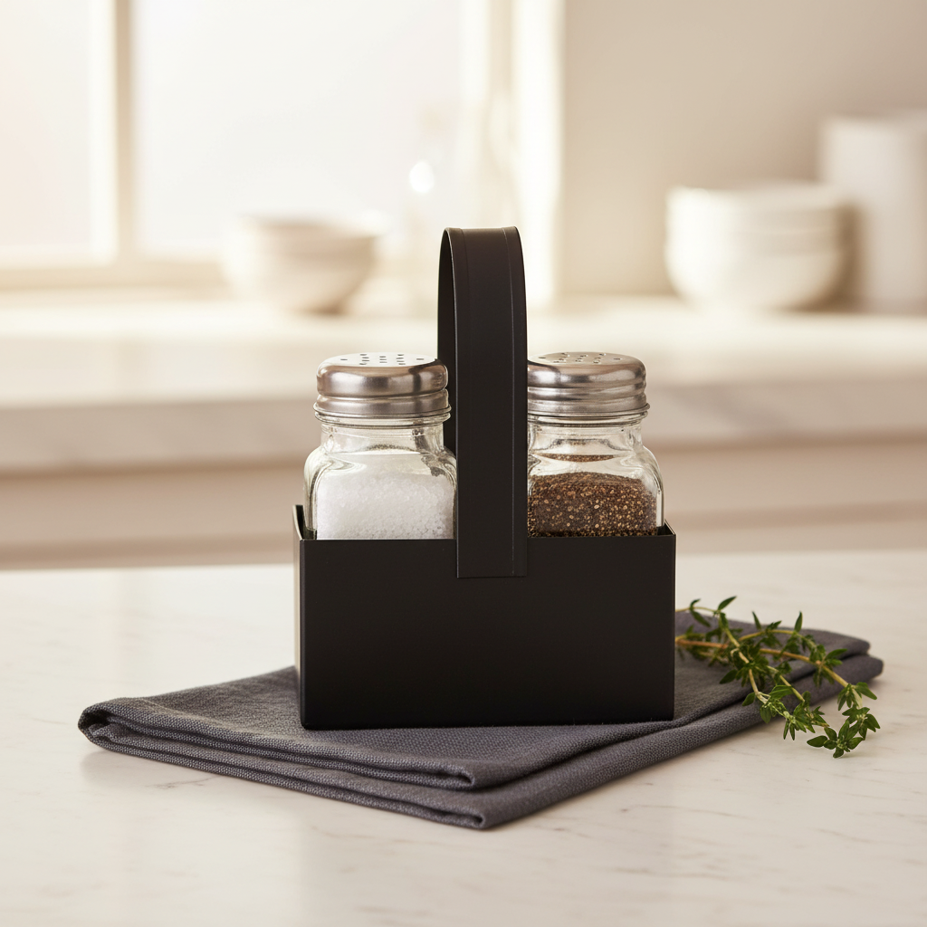 CVHOMEDECO S&P Set, Black Caddy - 3/4 angle