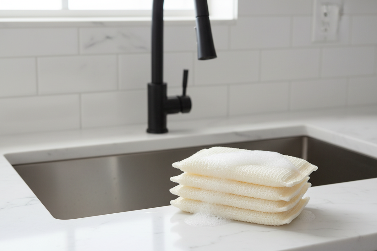 Scouring Pads Kitchen Sink Scene