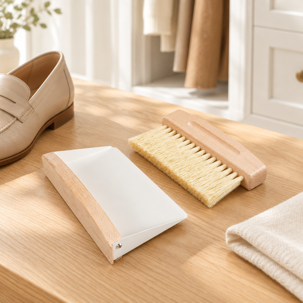 Shoe-care set in a refined entryway