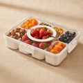 Portable 8-Compartment Snack Box with Utensils, 2 Pack