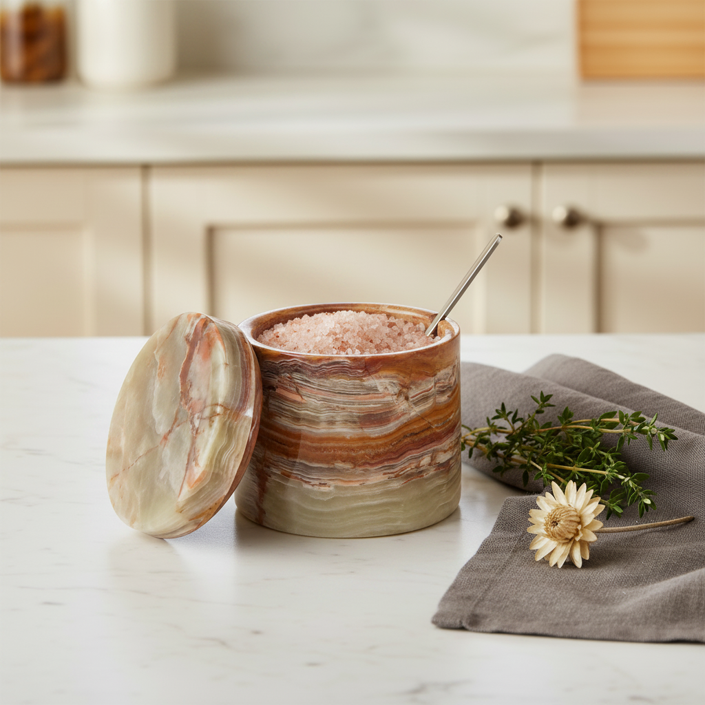 SPESHSTONES Caramel Onyx Salt Cellar