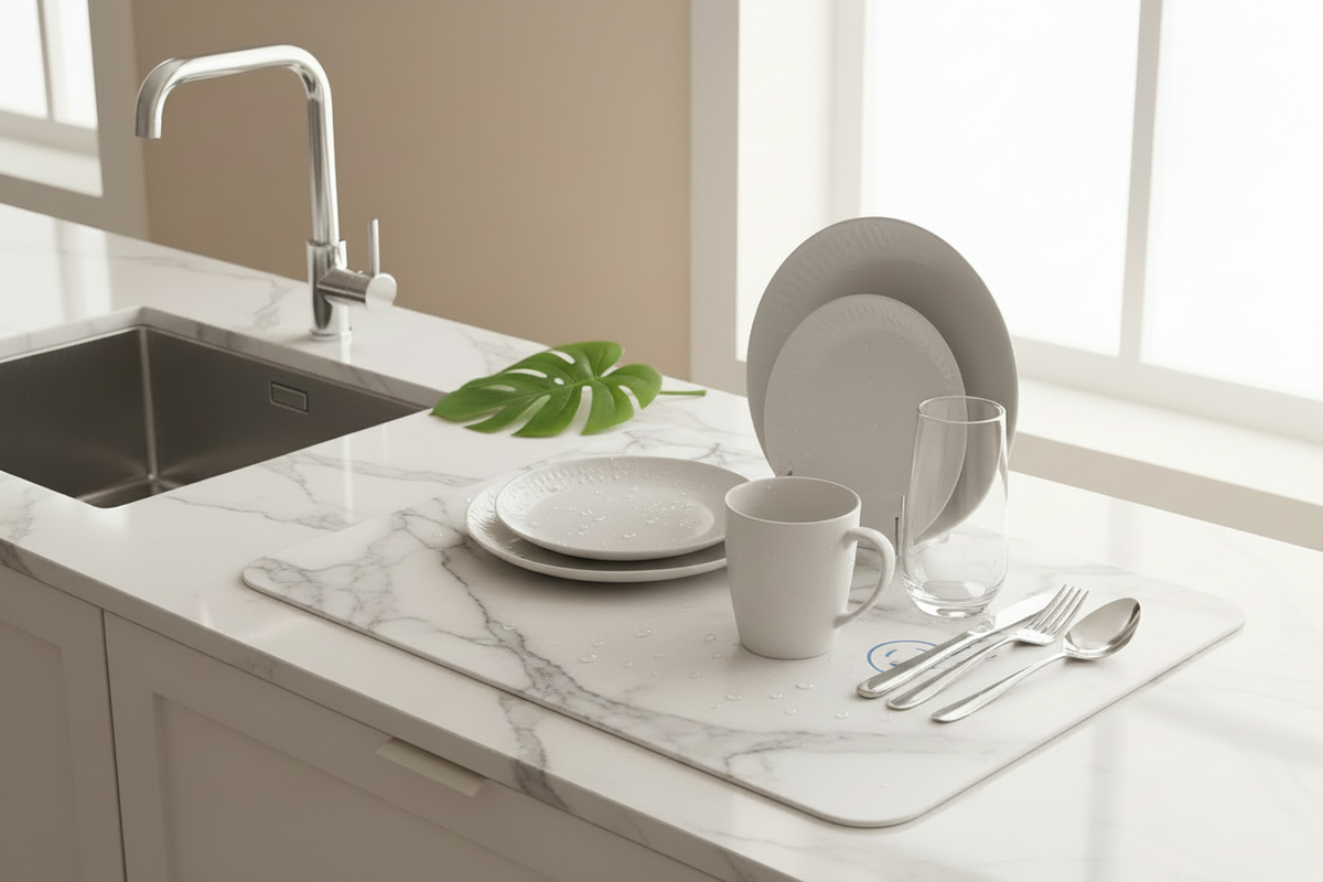 Stone Drying Mat - Dishes at Sink, No Labels