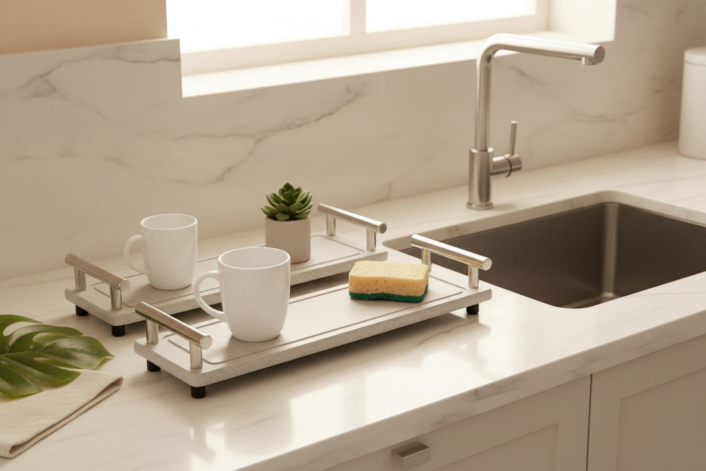 Stone Sink Caddy Set - Luxury 3/4 Angle