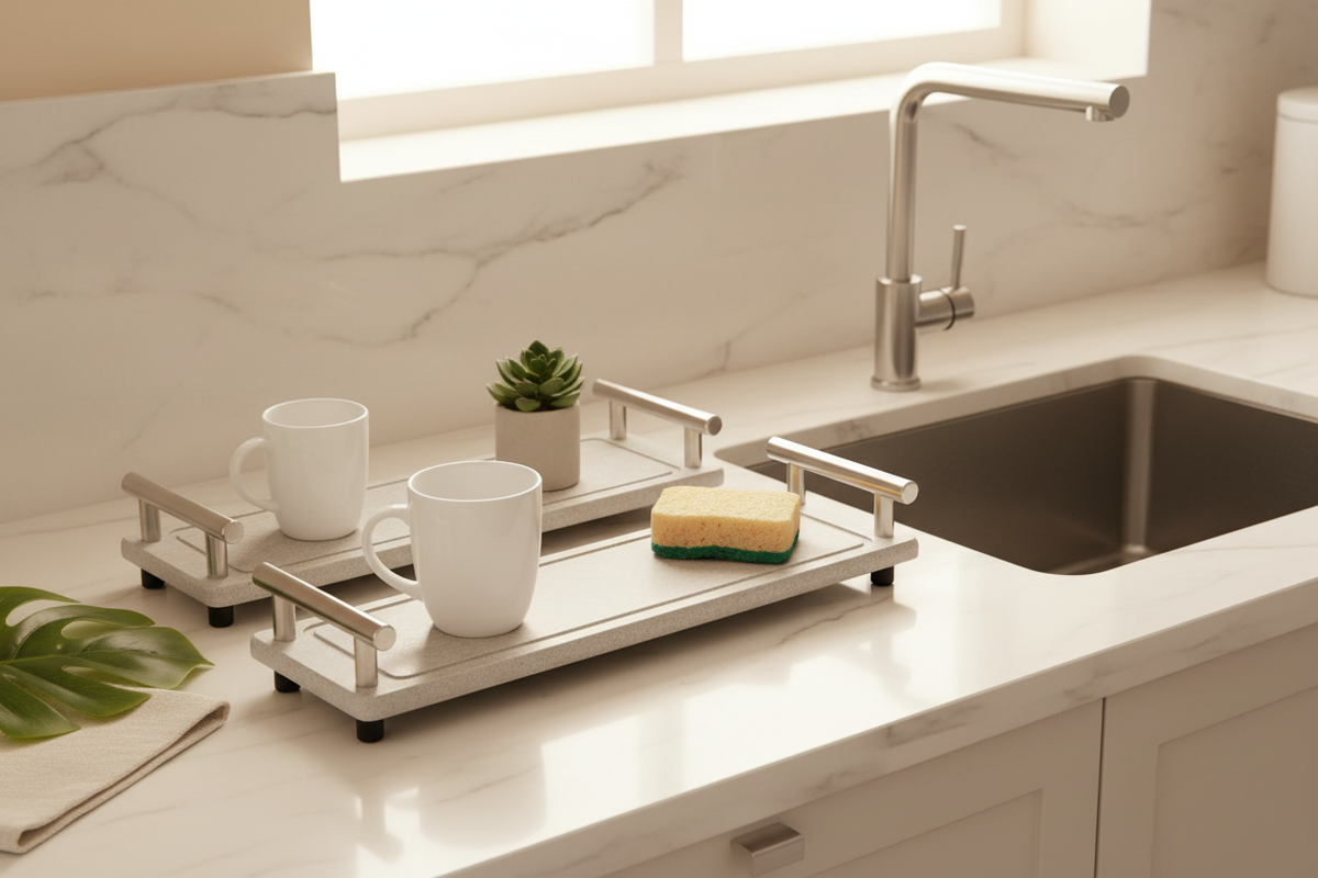 Stone Sink Caddy Set - Luxury 3/4 Angle