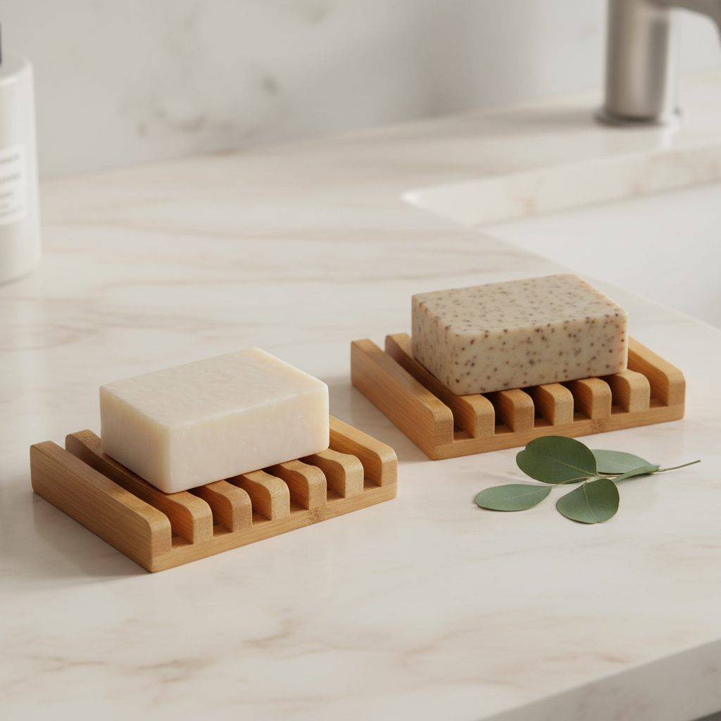 Sustainable Bamboo Soap Dish 2-Pack