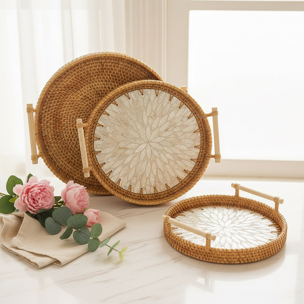Three Rattan Trays