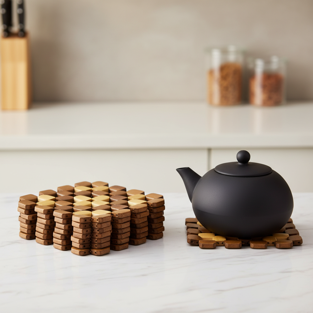 Bamboo Trivet Mats for Hot Dishes, 6.3 in, Set of 12