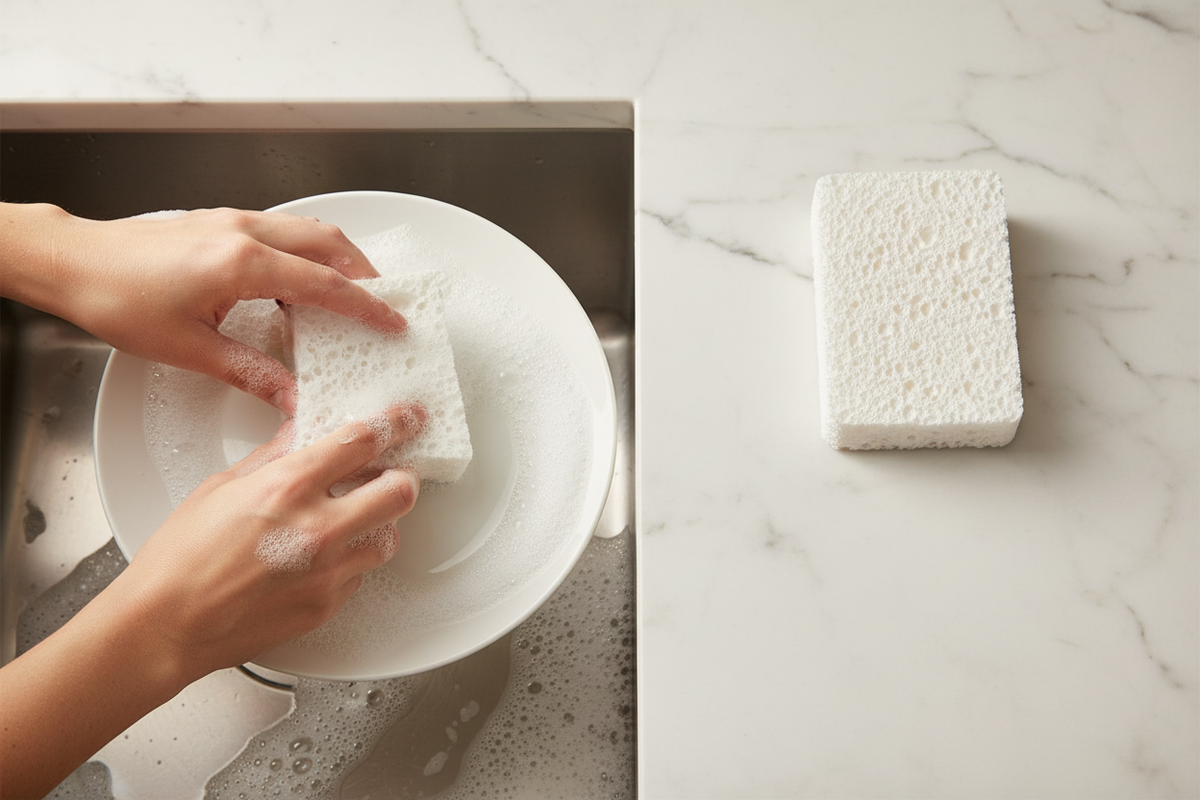 Top angle - White Sponge Kitchen
