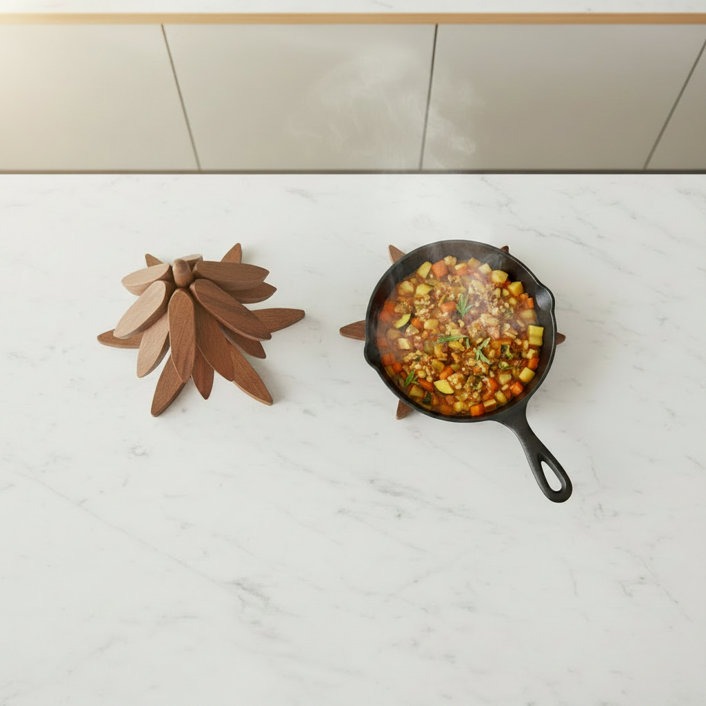 Trivet Set — Overhead with Food