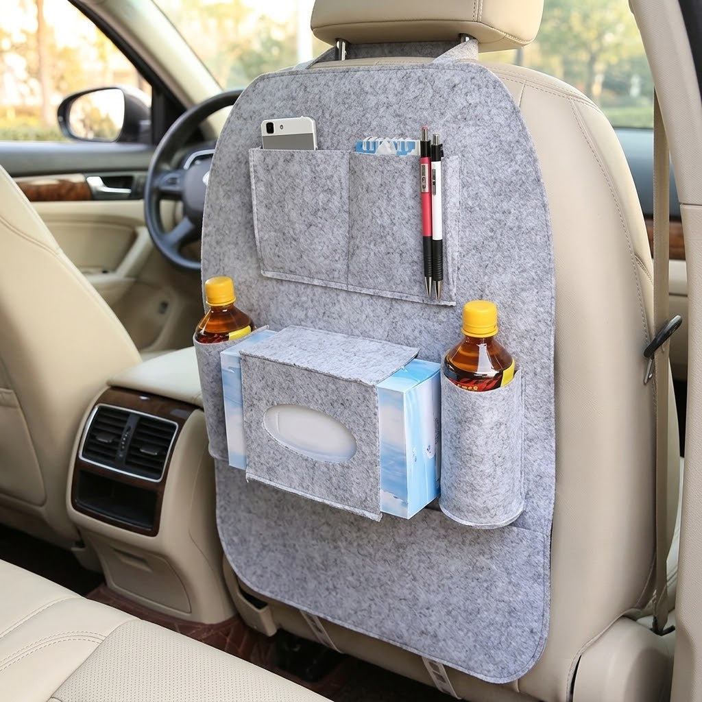 Lightweight Felt Rear Seat Car Organizer, Gray or Black