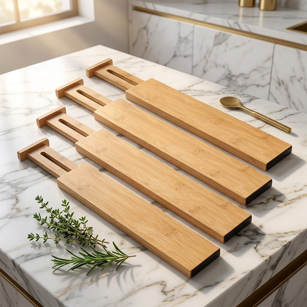 Adjustable Bamboo Drawer Dividers, Set of 4