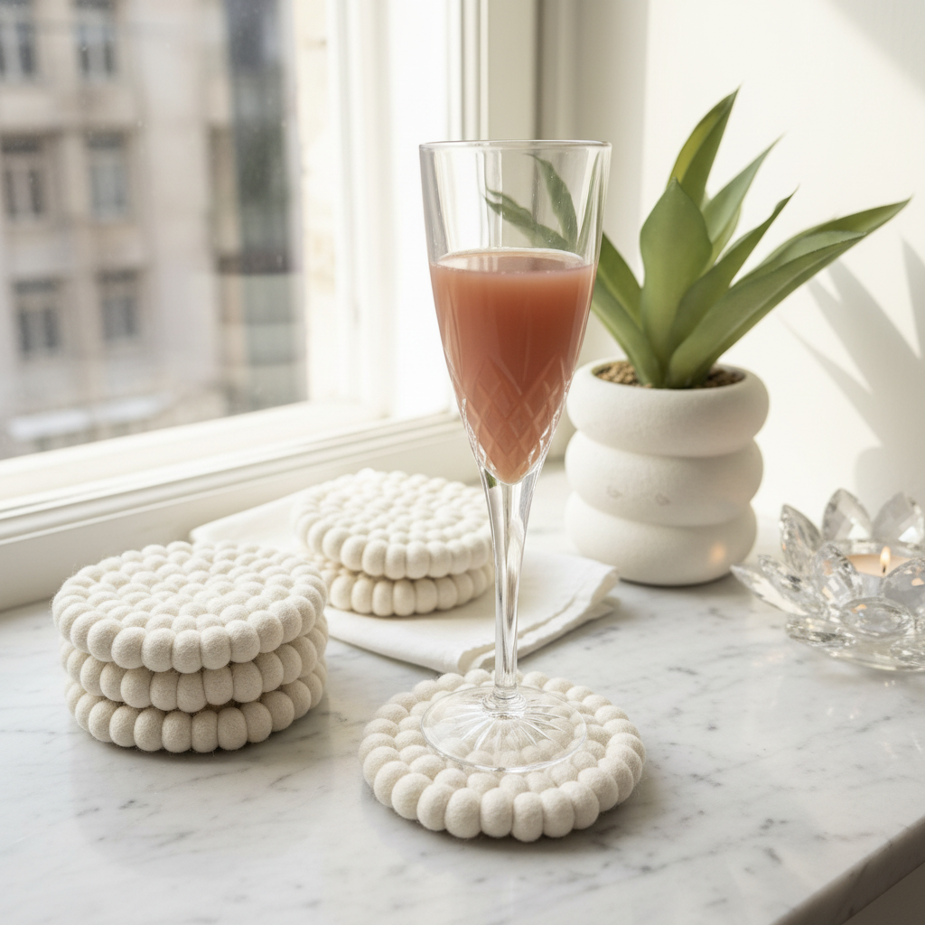 White Felt Coasters 3/4