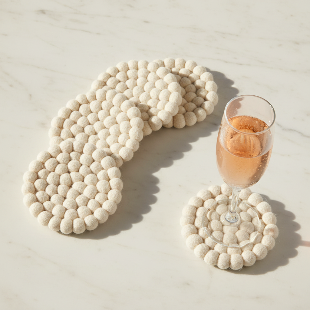 White Felt Coasters Top