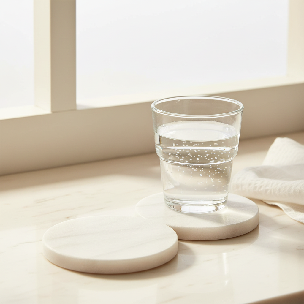 White Marble Coasters, Set of 4