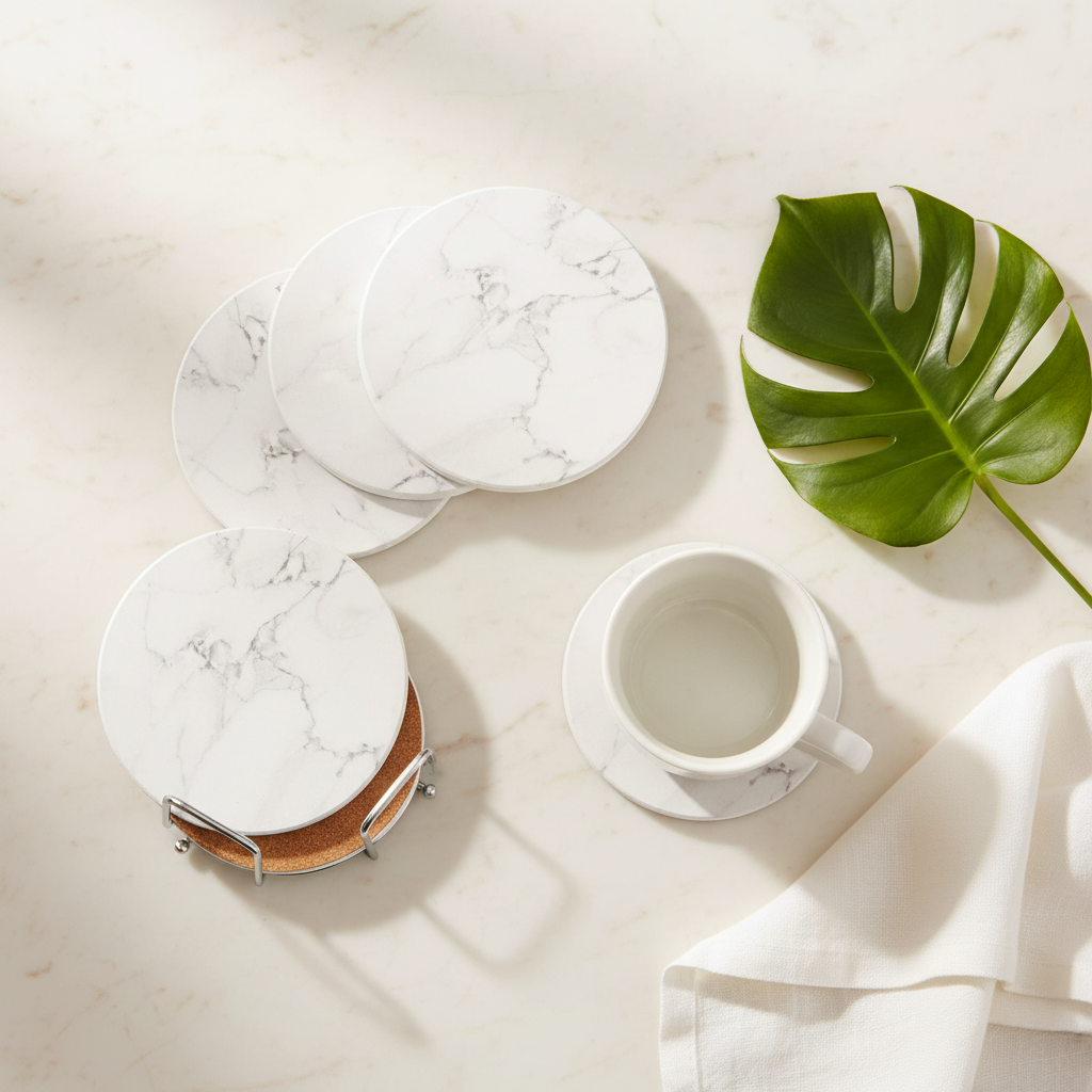 White Marble Coasters Top
