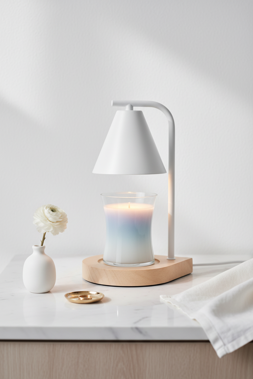 White Minimalist Candle Warmer Lamp – EVERVESTA Luxury