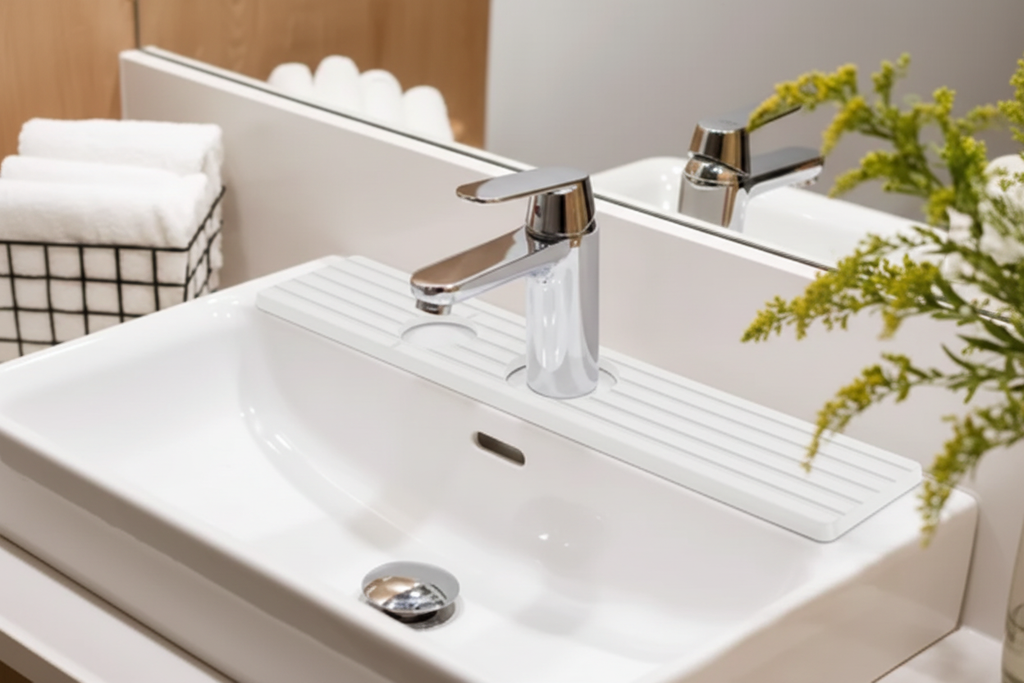 White Sink Splash Guard - Front Angle