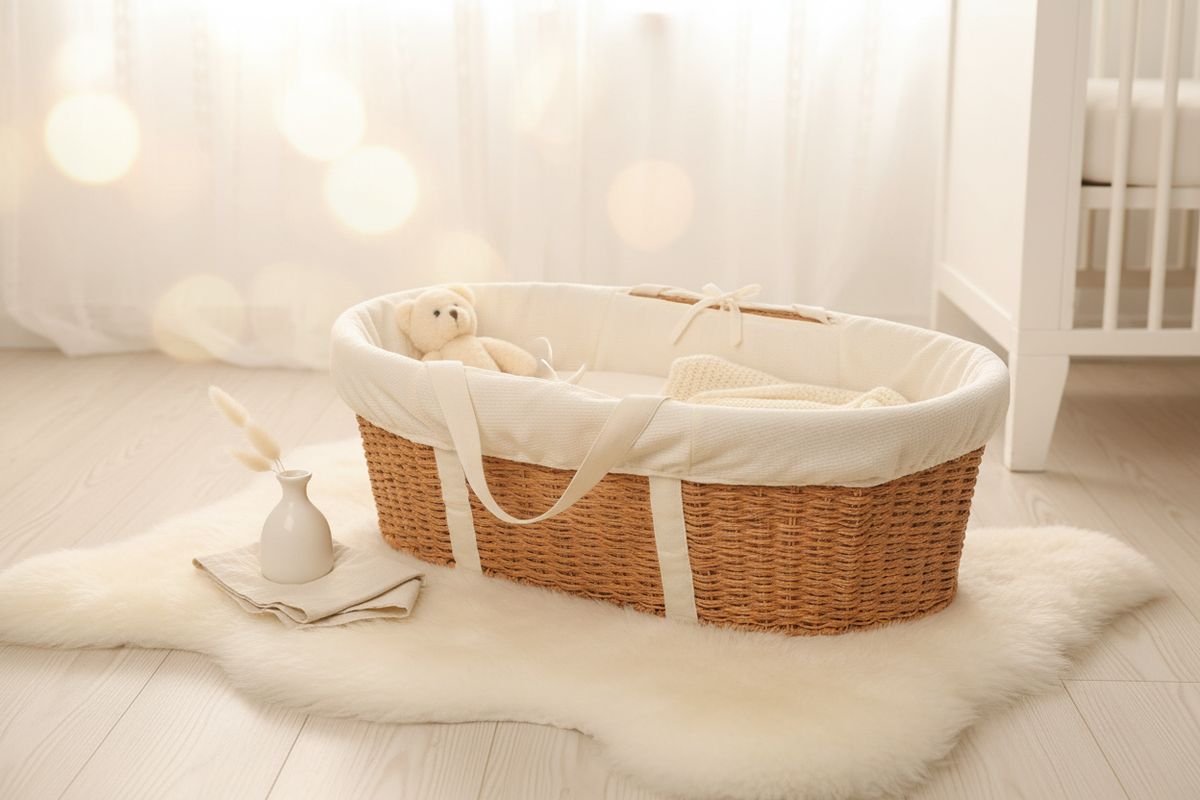 Wicker Moses Basket with Cream Liner – EVERVESTA Luxury Nursery