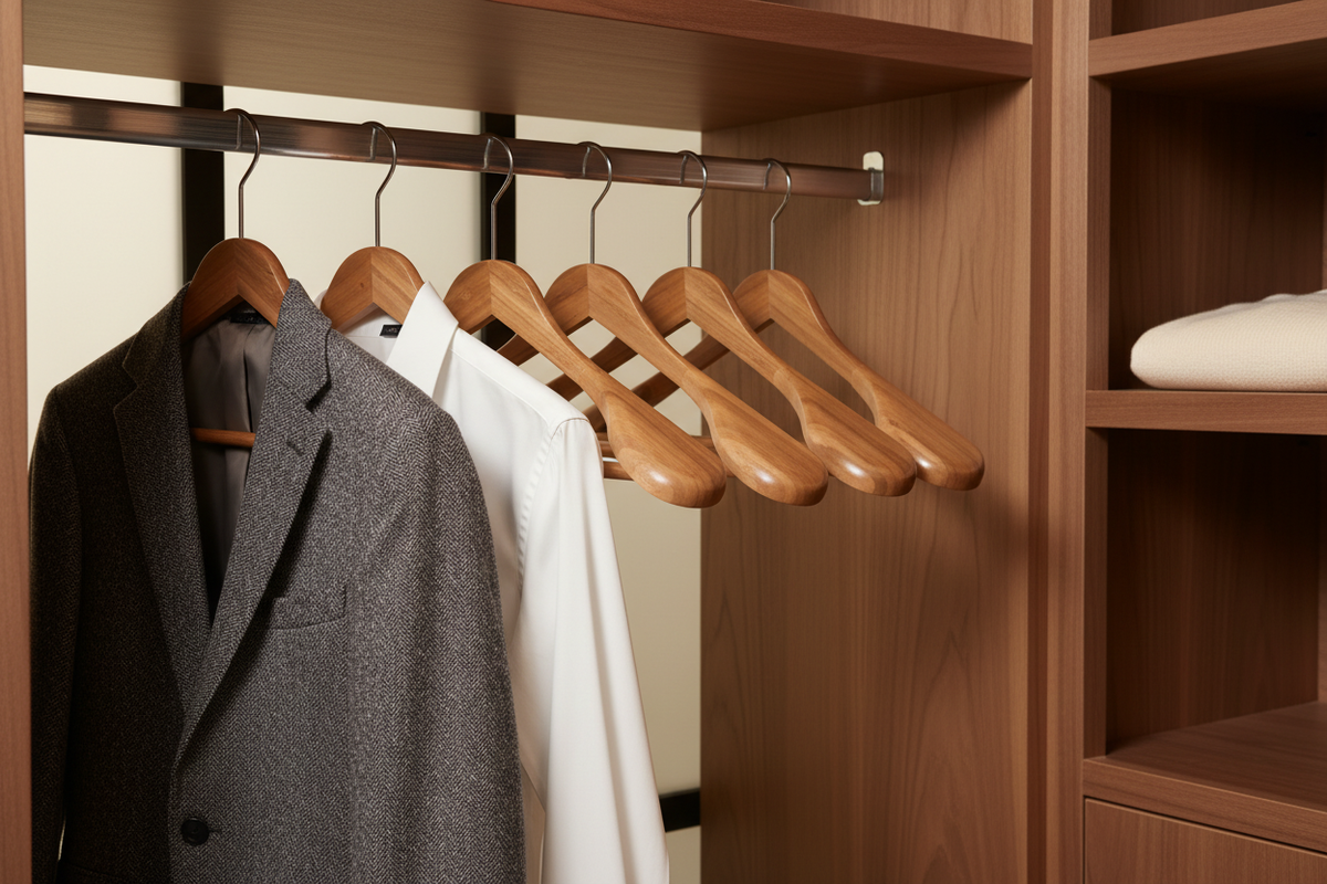 Wide-Shoulder Wooden Suit Hangers – EVERVESTA Luxury Closet