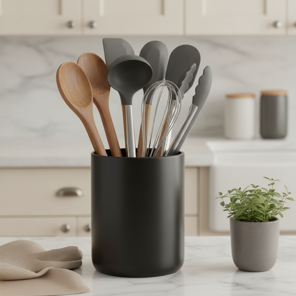 yuyuefourseas Black Utensil Holder